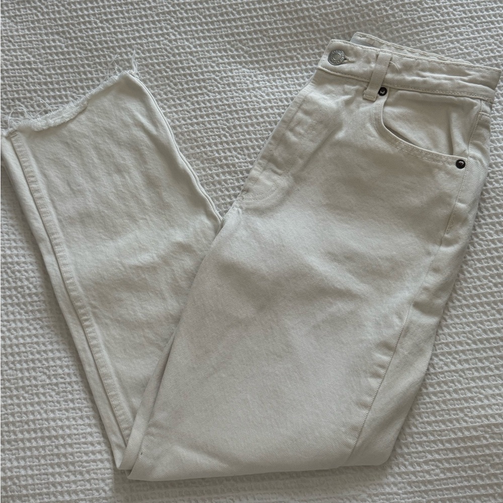 Zara Cream Straight Leg Jeans